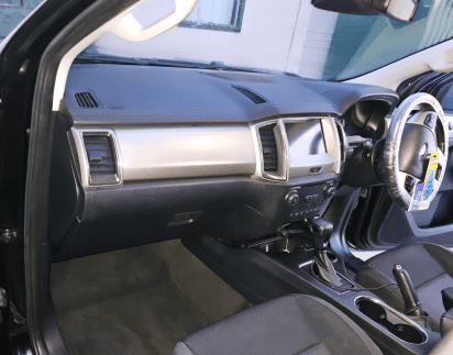 Dust-free Ford Ranger dashboard and centre console after an interior detail