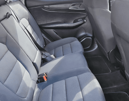 Rear seats shampooed and vacuumed back to a factory-fresh finish
