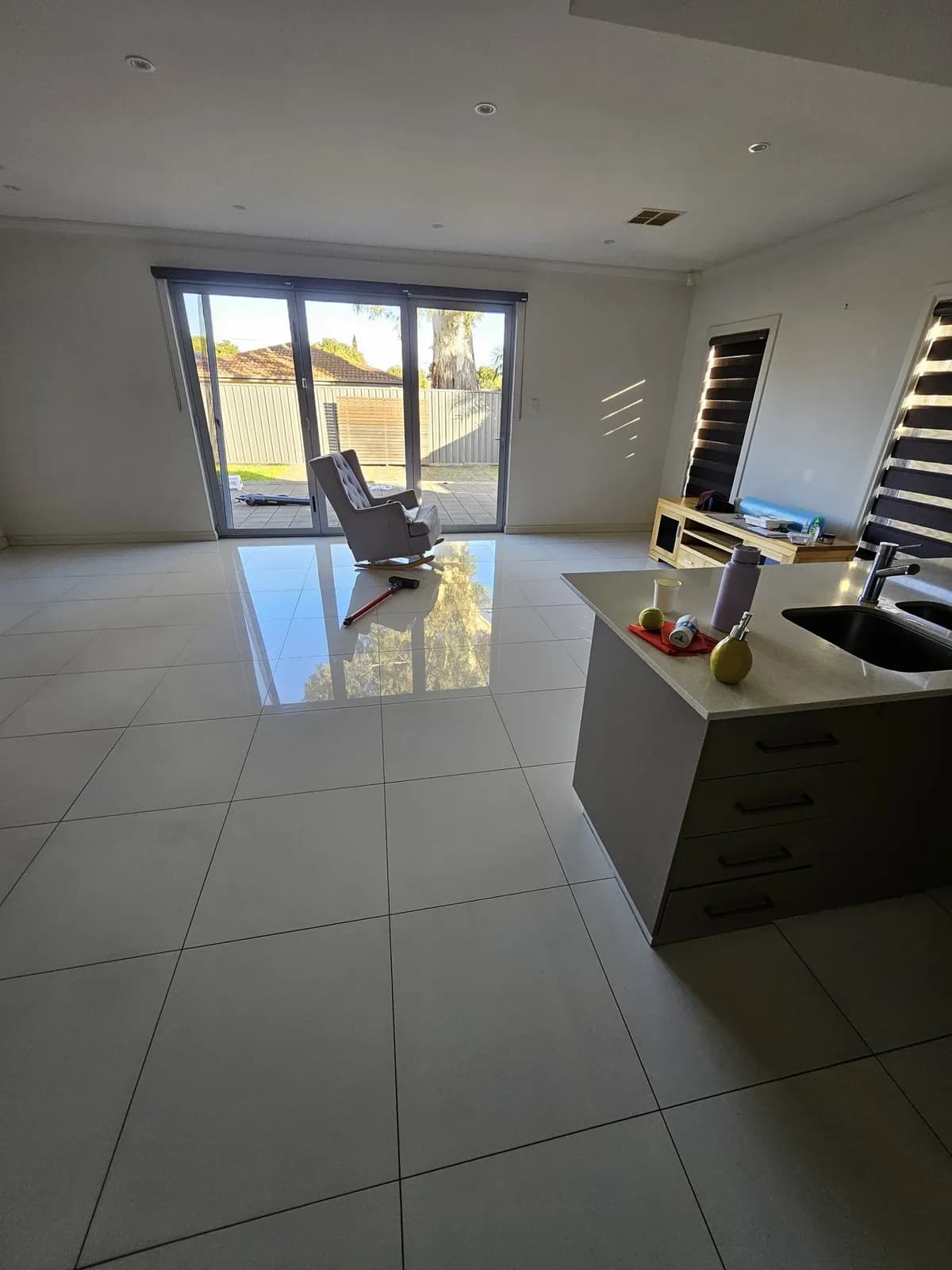 Cleaned open-plan living and dining area