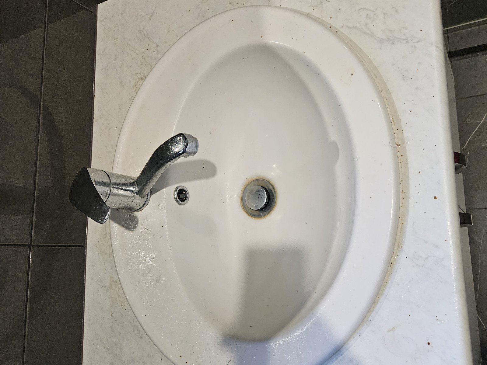 Bathroom vanity basin after deep clean