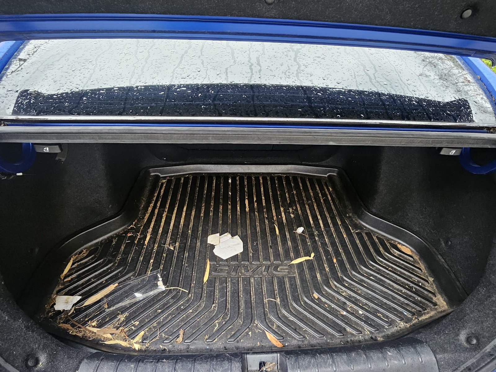 Dirty car boot before cleaning