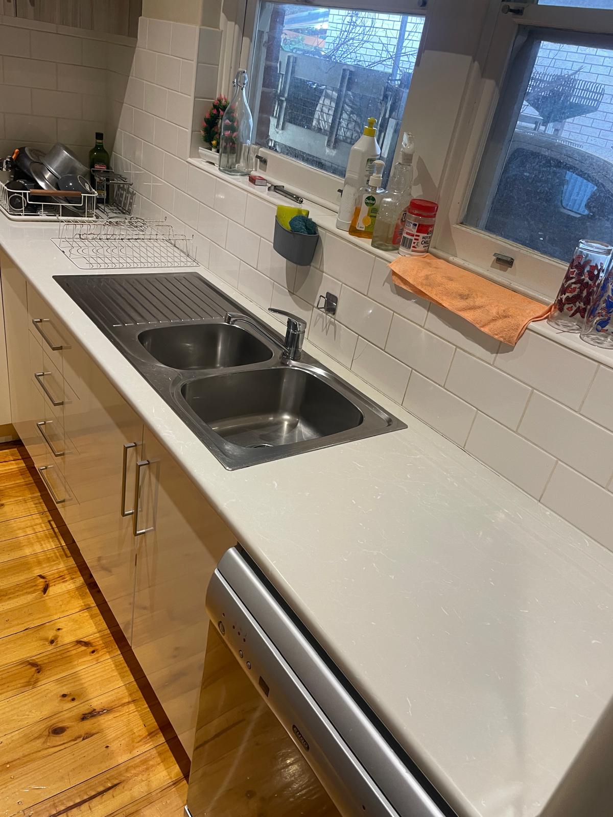 Kitchen sink and window area cleaned