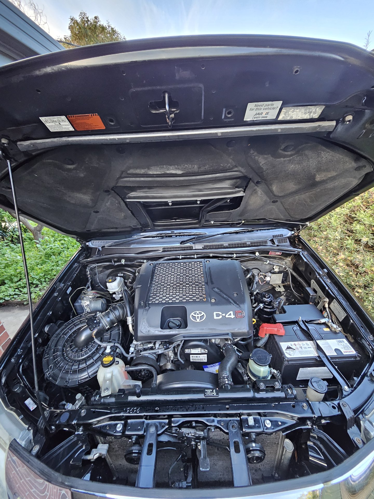 Clean engine bay after degrease and dressing