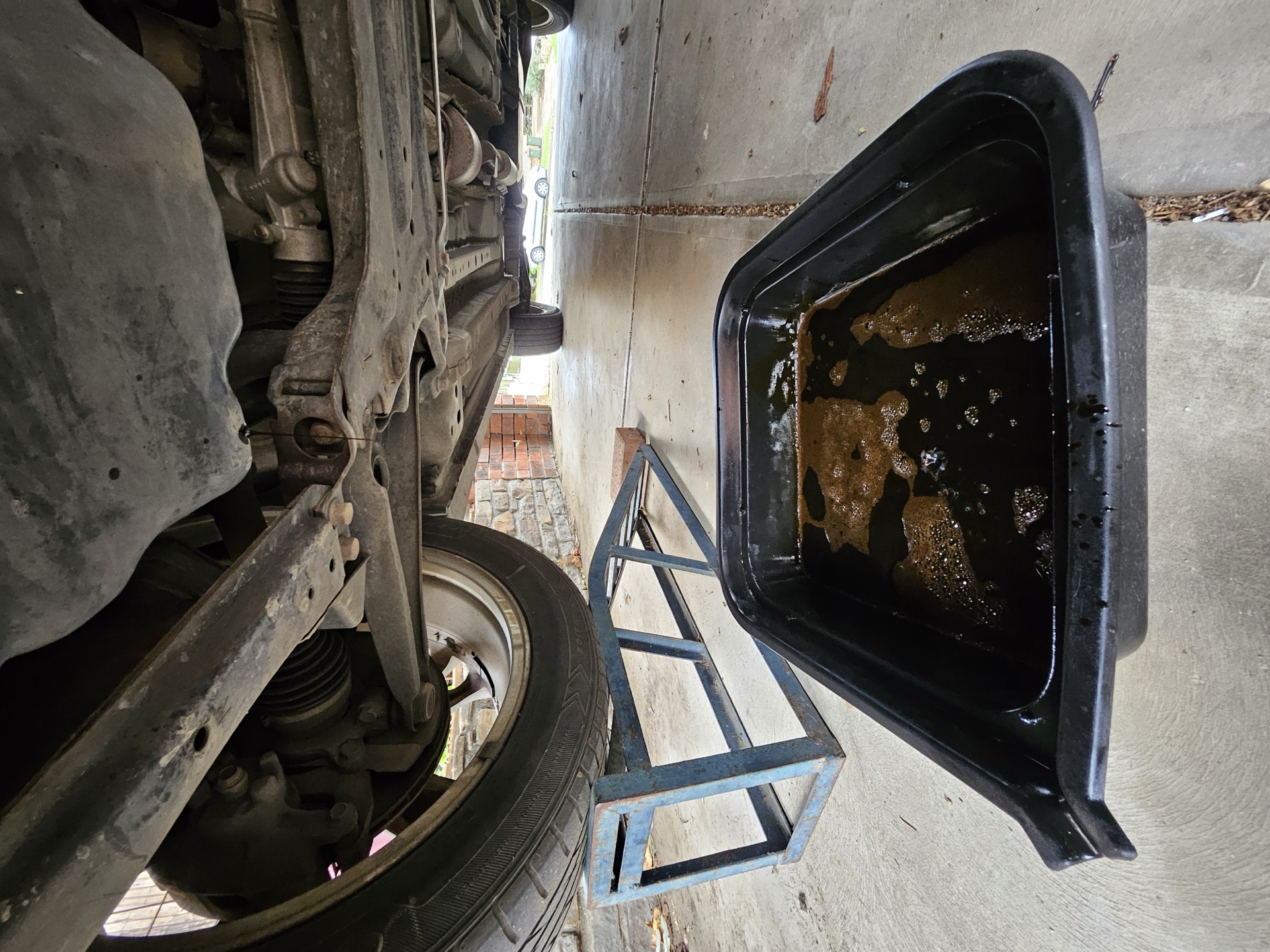 Oil change service in progress